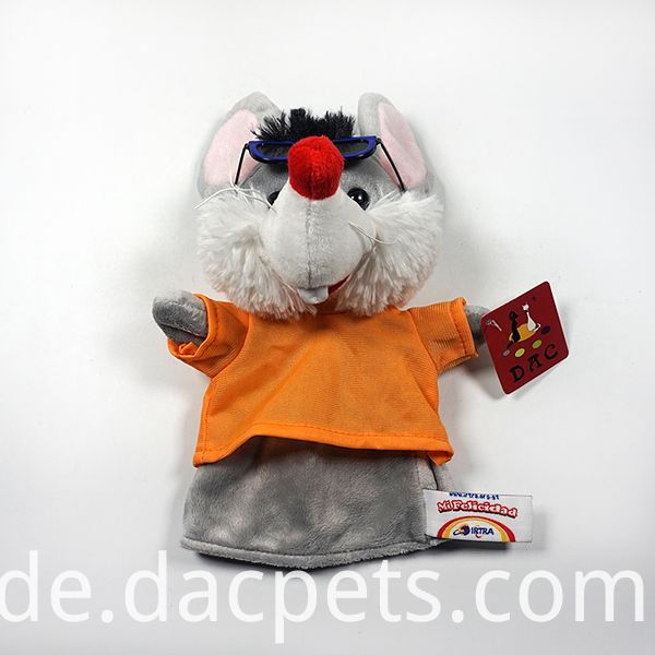 Maus Handpuppe mit T-Shirt mouse hand puppet with t-shirt